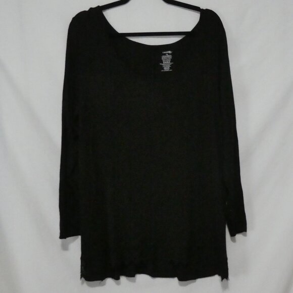GEORGE | 1X | Classic Black Long Sleeve Top | Scoop Neck | Lace Bottom Trim - Picture 1 of 16